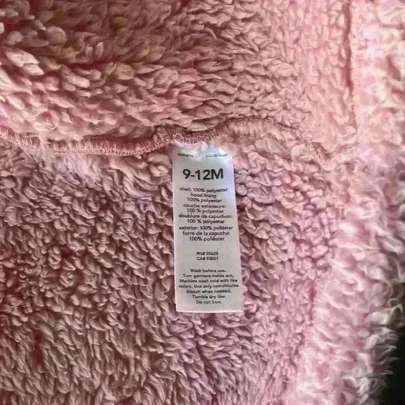 Just One You by Carter's Pink Zip Up Long Sleeve Sherpa Hooded Jacket Size 9-12M - Picture 8 of 8